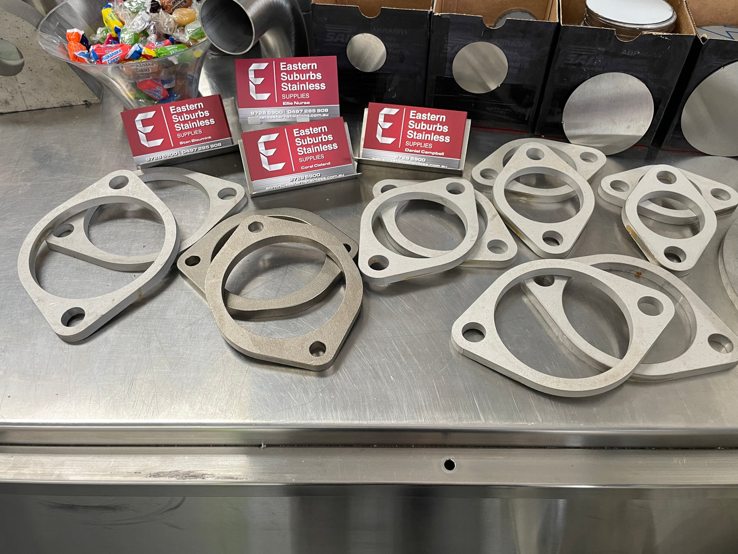 2 1/2" (63.5mm) ID Stainless Steel Flange Kit, 2-Piece with M14 Bolt Holes